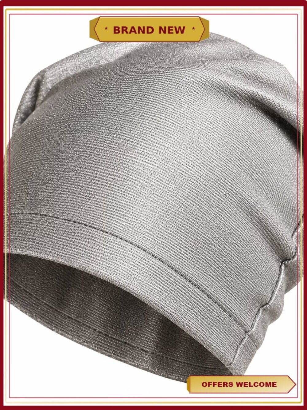 Unisex EMF Protection Beanie Silver Fiber Faraday Hat Microwave Blocking
